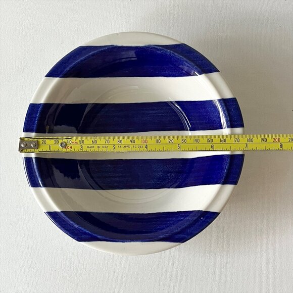 Grindley Cabana Stripes Blue & White Plate Bowl Set of 6 Staffordshire England - Picture 2 of 9